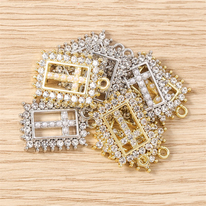 5 Stück 16 x 23 mm niedliche Kristall-Metall-Kreuz-Charms-Anhänger für Schmuckherstellung, Tropfen-Ohrringe, Halsketten, Armbänder, DIY-Bastelbedarf – Detail 11