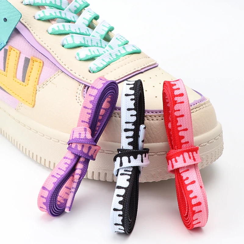 Flat Shoelaces for Sneakers Classic Print Gradient Shoelace Ice Cream Cake Mandarin Duck Shoe Laces Powder Green  Shoestrings