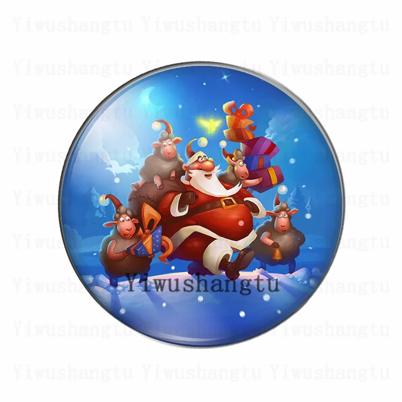 Merry chirstmas best wishes and gift 12mm/20mm/25mm/30mm Round photo glass cabochon demo flat back Making findings