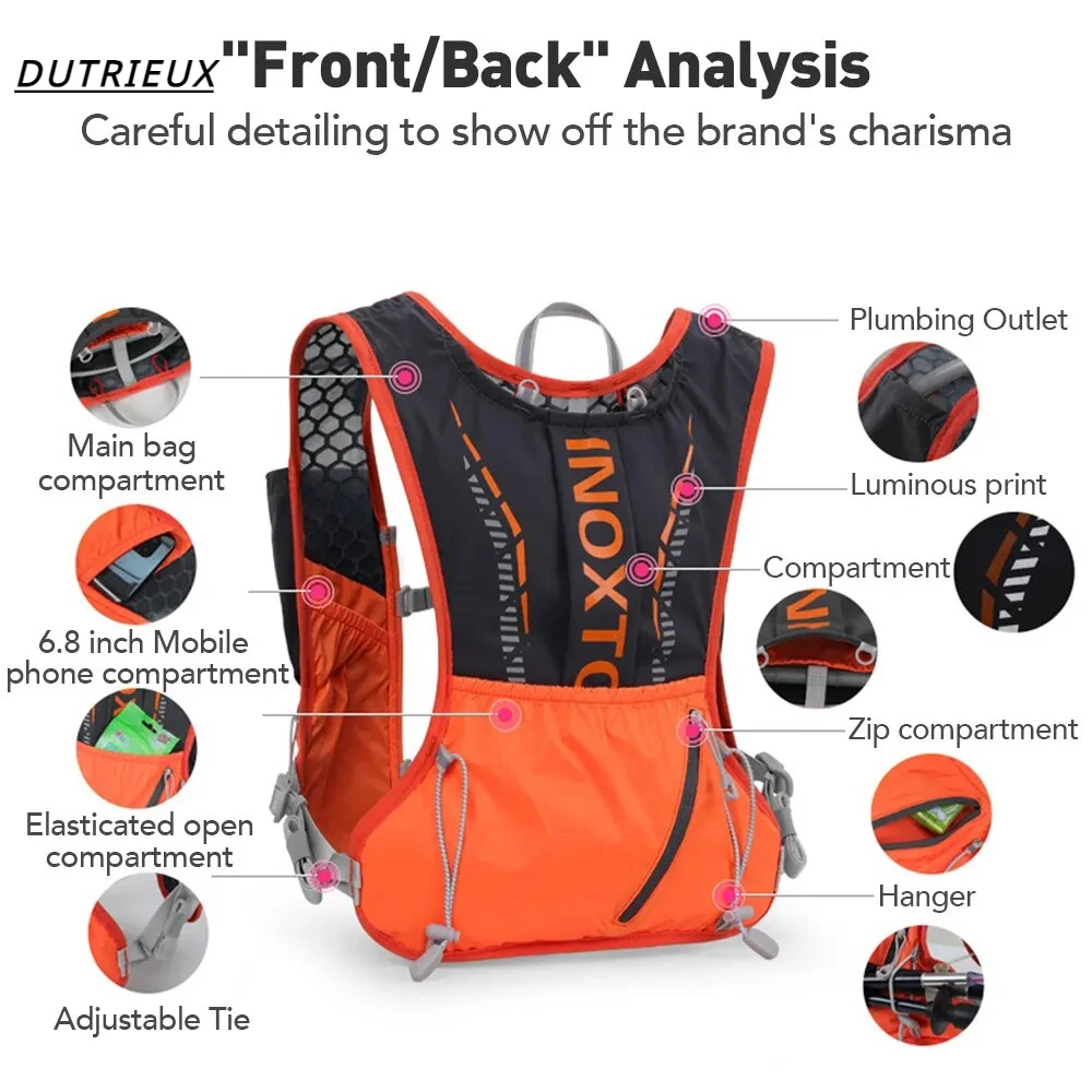 Bolsa de correr de 5l para hombre y mujer, mochilas de Cross-country al aire libre, mochilas de maratón de ciclismo, bolsa de agua ligera