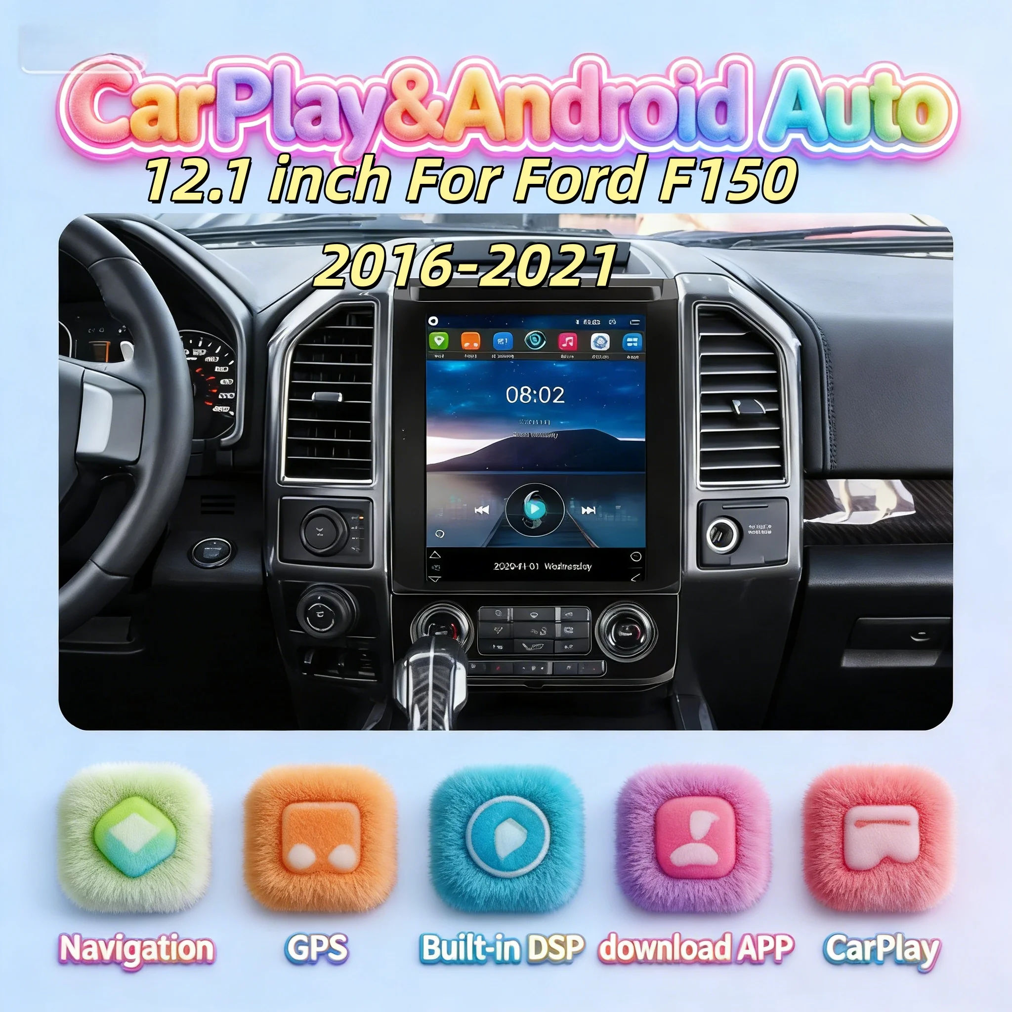 

Мультимедийный Android-видеоплеер для Ford F150 2016-2021, беспроводной CarPlay, автомагнитола, сенсорный экран, навигация, головное устройство 4G