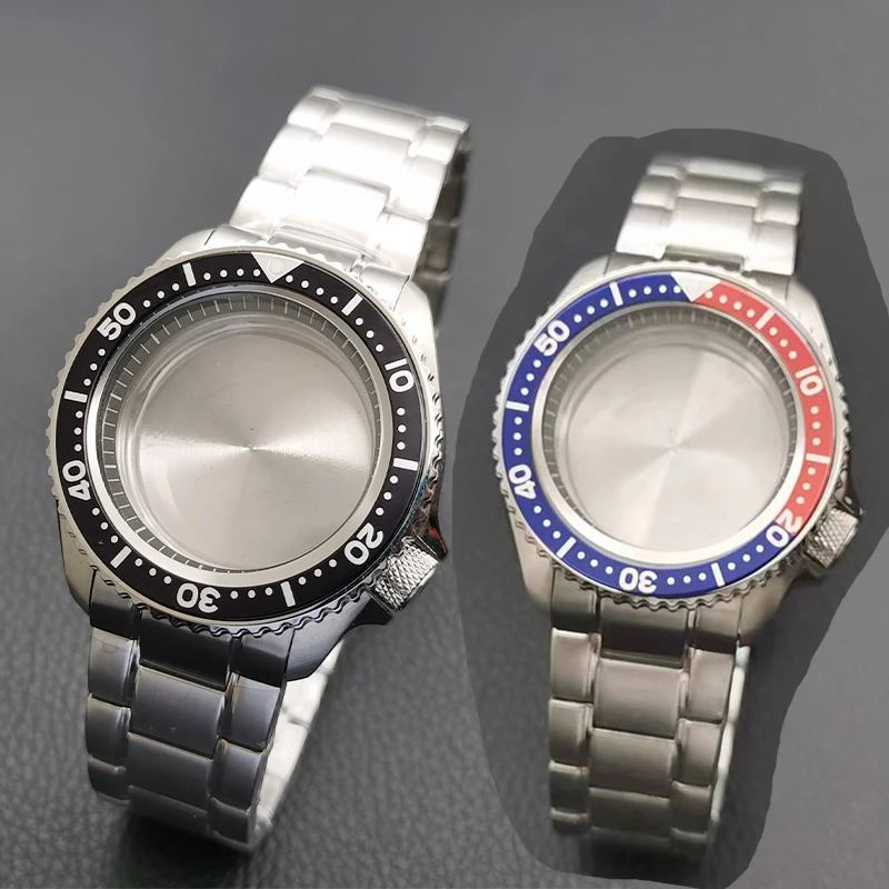 

42mm Silver Watch Case SKX007 With Sapphire Crystal Glass Fit for NH35 NH36 NH38 4R 7S Movement 28.5mm Dial Modified Watch Cases