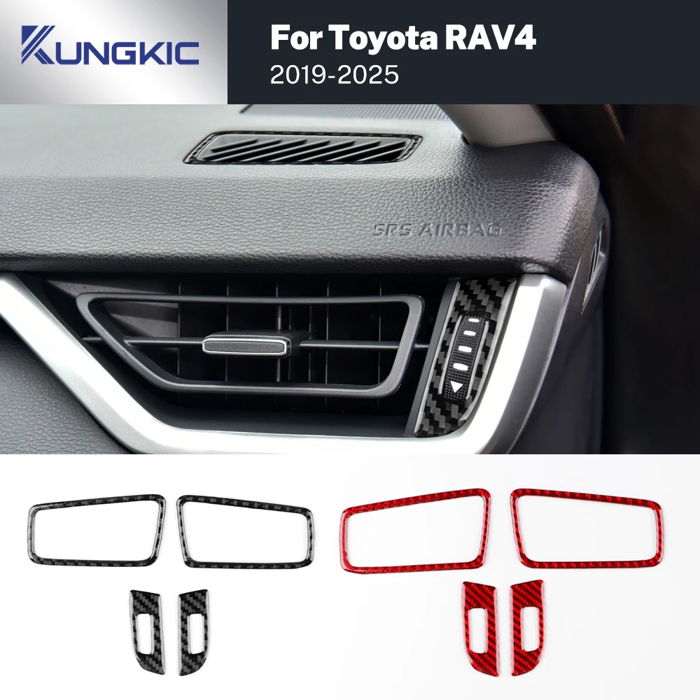 

LHD RHD Car Instrument Air Outlet Trim Real Soft Carbon Fiber Sticker For Toyota RAV4 XA50 2019 2020 2021 2022 2023 2024 2025