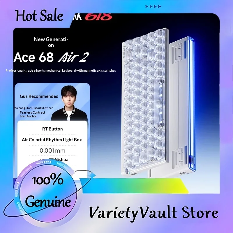MCHOSE New Generation Ace 68 Air 2 Magnetic Axis Mechanical Keyboard Wired Rt Key Three Mode Switch E Sports Gaming For Pc Gamer