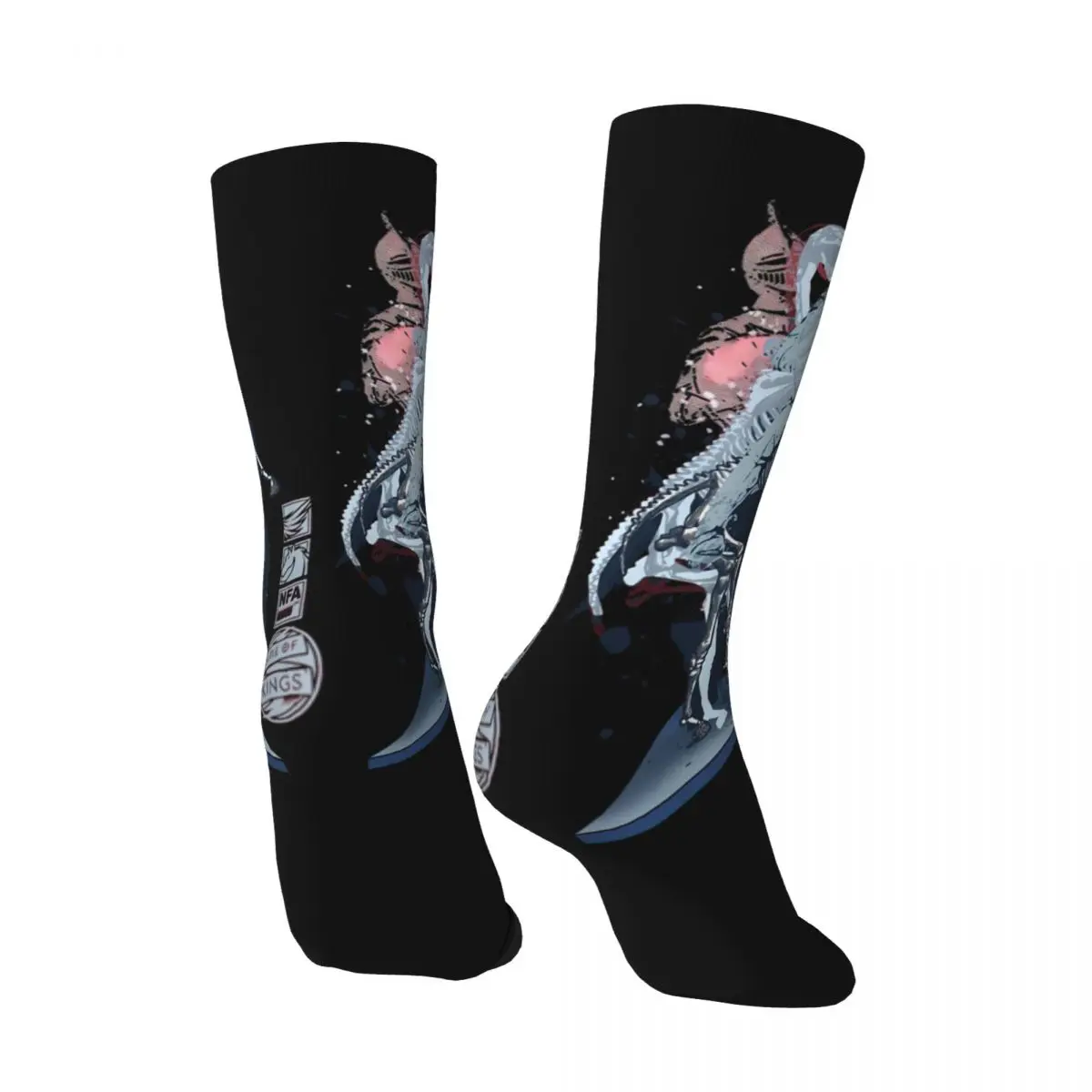 Funny Happy Men's compression Socks Wave Three Retro Harajuku Knight Of The Skull Cartoon Street Style Pattern Crew Crazy Sock