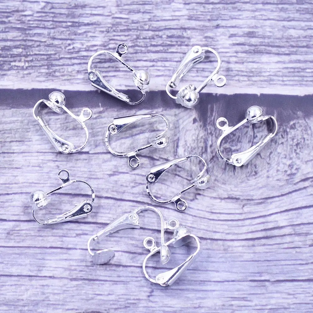 50Pcs Silver Plated Copper Earring Clips Loop Jewelry Making Findings 16x13mm