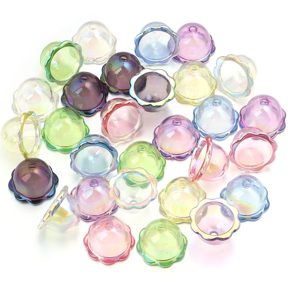 6pcs Multi-Petal Flower Acrylic Bead Caps Charms For DIY Colorful Wind Bell Beads Pendant Crafts Gifts Making Accessories Handma