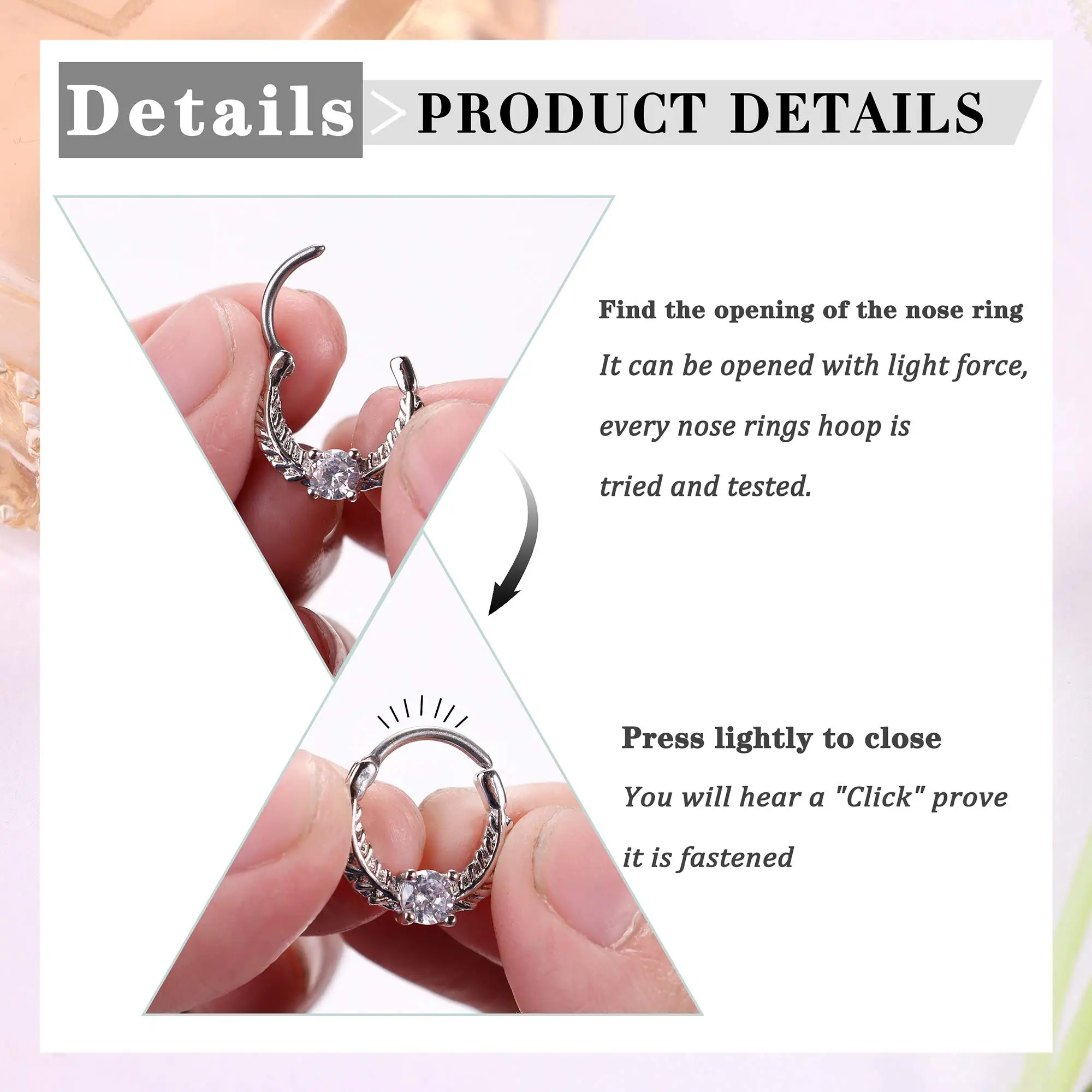 Drperfect 16G Septum Clicker cincin baja tahan karat CZ Opal tulang rawan Helix Tragus Daith anting cincin hidung Hoop perhiasan tindik