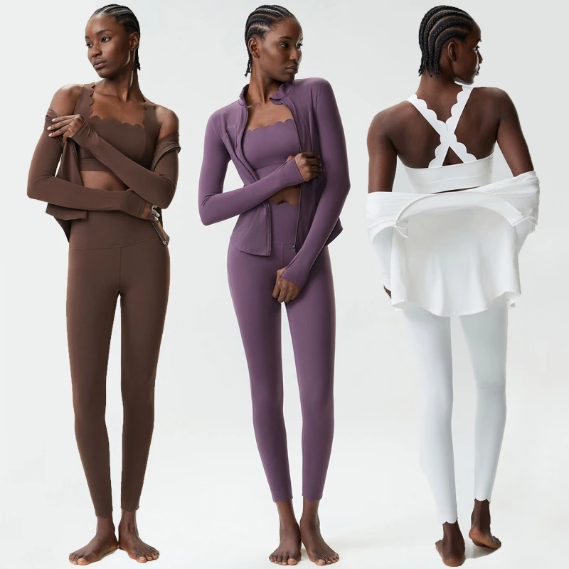 Conjunto de Yoga y Fitness de 2/3 Piezas para Mujer, Color Sólido, Traje Deportivo para Gimnasio y Running, Ropa Deportiva Suave, Transpirable y de Secado Rápido