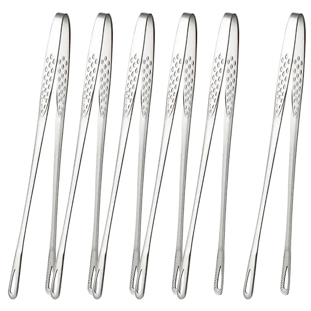 

6Pcs BBQ Food Clip Stainless Steel Grill Tongs Steak Clip Bread Tong Cooking Utensils Party Non-Slip Kitchen Gadgets Accessories