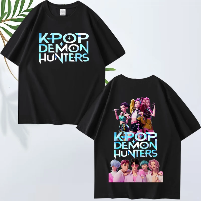 

Kpop demon hunter 2025 Fan Essential Graphic T Shirt men women Oversized Anime 100% Cotton short sleeve Summer print Unisex tops