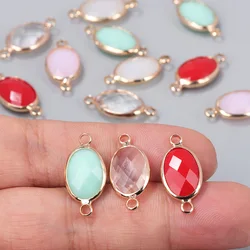 5PCS Natural Oval Shape Stone Pendants Chalcedony Gems Connector Charms Fit Jewelry Making Necklace Parts Wholesale 10*21mm