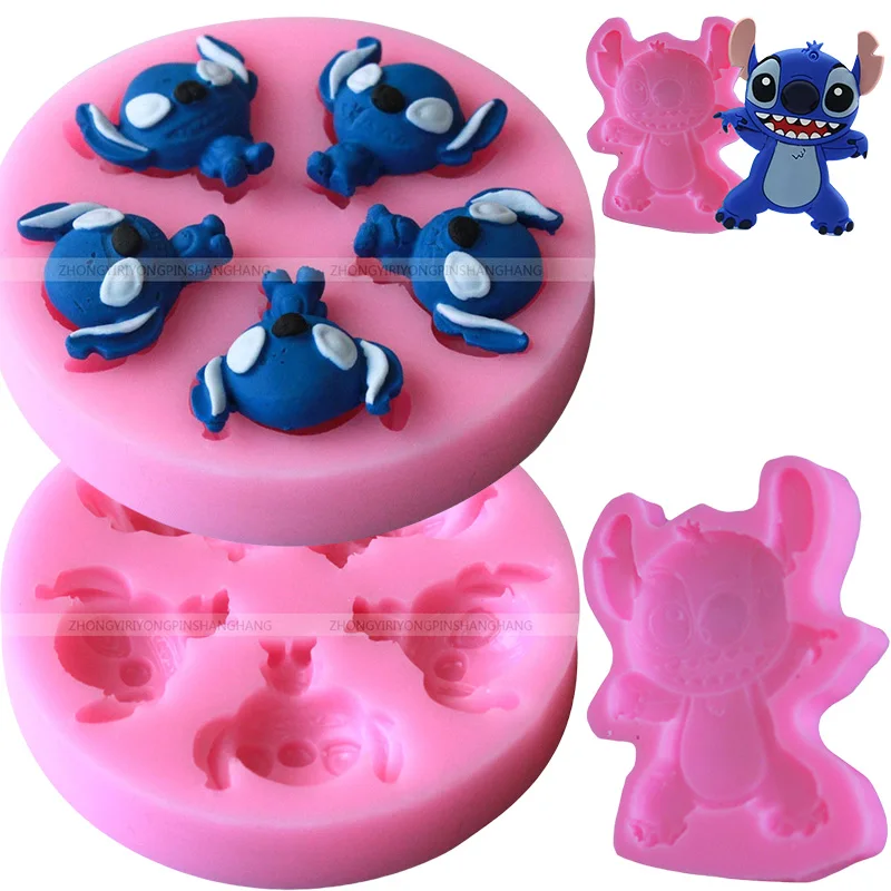 

Силиконовая форма для шоколада Disney Stitch, персонажи аниме, детская форма для выпечки печенья «сделай сам», форма для украшения сахара, подарок на день рождения