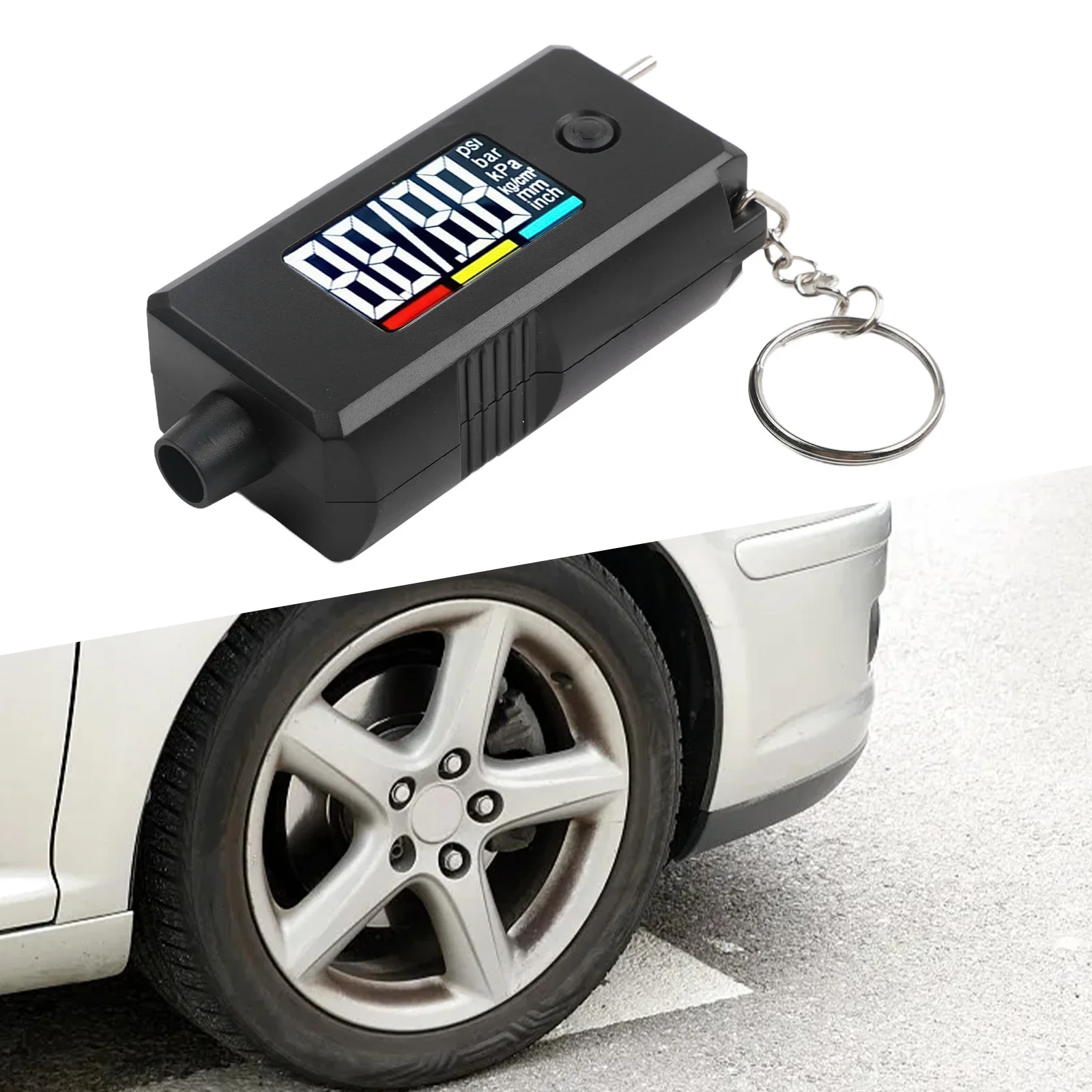 Compact Digital Tire Pressure and Tread Depth Gauge for Vehicle Maintenance Easy Operation with Auto Off Feature