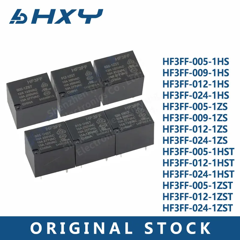 5Pcs HF3FF- 005 / 009 / 012 / 024-1HS 1HST JQC-3FF-5/9/12/24VDC -1ZS 1ZST(551) 4PIN 5PIN 10A Relay hf3ff-12V-1ZS JQC-3FF-24V-1HS