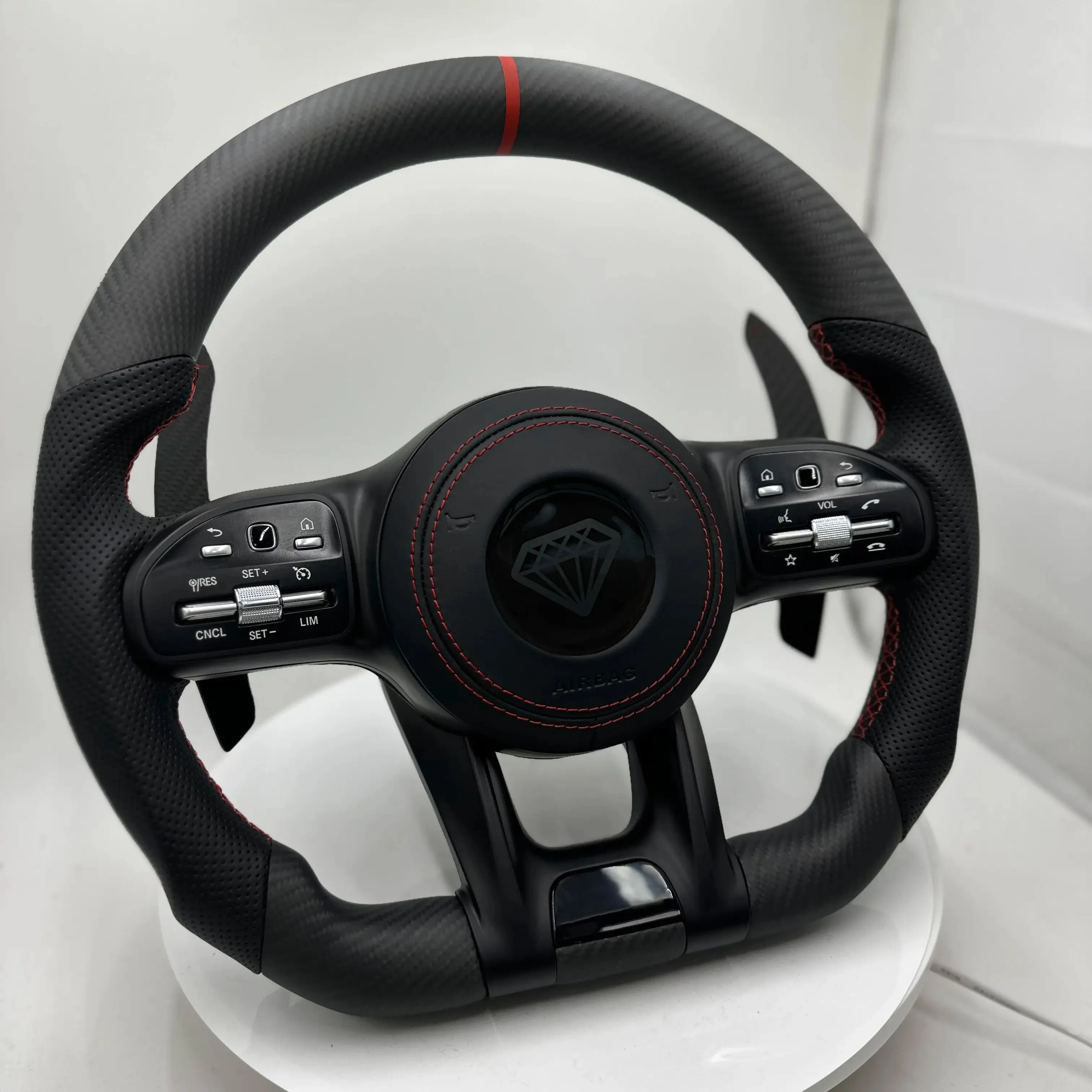 Custom Volante Glossy Black Carbon Steering Wheel for Mercedes Benz W204 W205 W207 W211 W212 W213 W221 W222 GLS CLS C63 AMG GT