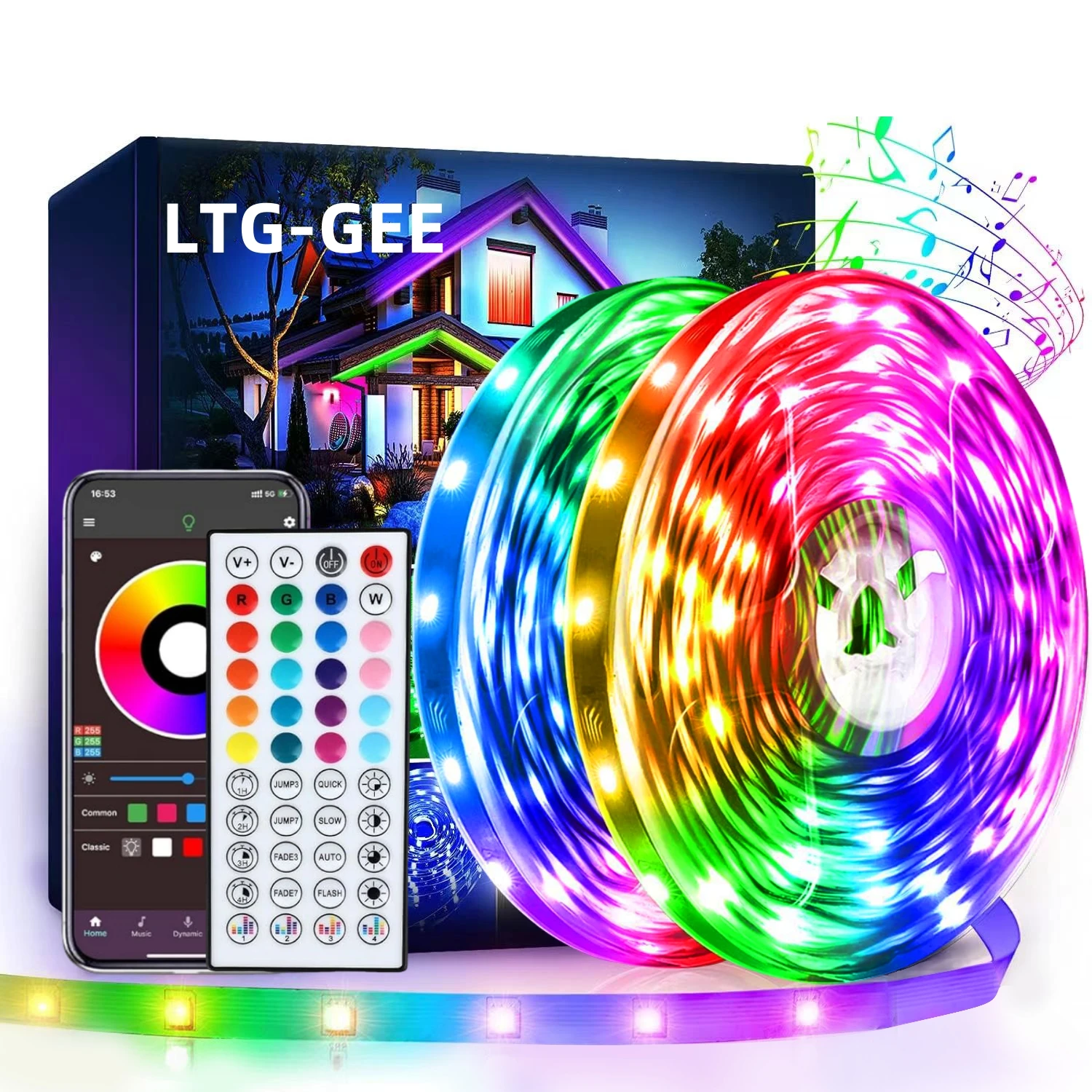 LTG-GEE RGB LED Strip Lights Music Sync USB 5V Remote Control Led Ribbon Flexible Lamp For Room Party TV Desk Bedroom Decoration