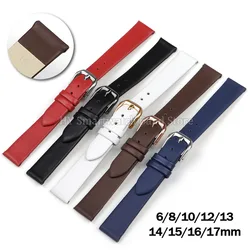 6mm 8mm 10mm 12mm 13mm 14mm 15mm 16mm 17mm Leather Watch Strap Ultra Thin Soft Wrist Band Replacement Bracelet Universal Strap