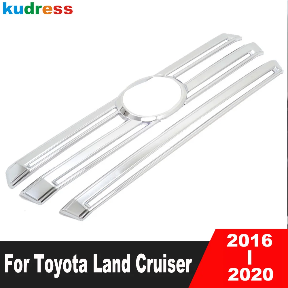 

For Toyota Land Cruiser 2016 2017 2018 2019 2020 Chrome Car Front Center Grille Grills Cover Trim Racing Grill Strip Accessories