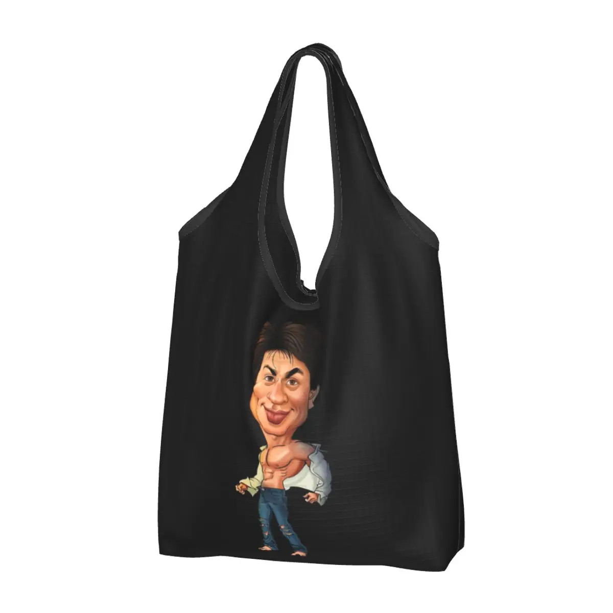 Shah Rukh Khan Karikatur Chayanne Portable Tote Shopping Bags Reusable Shopper Bag Groceries Handbag Shoulder Bag