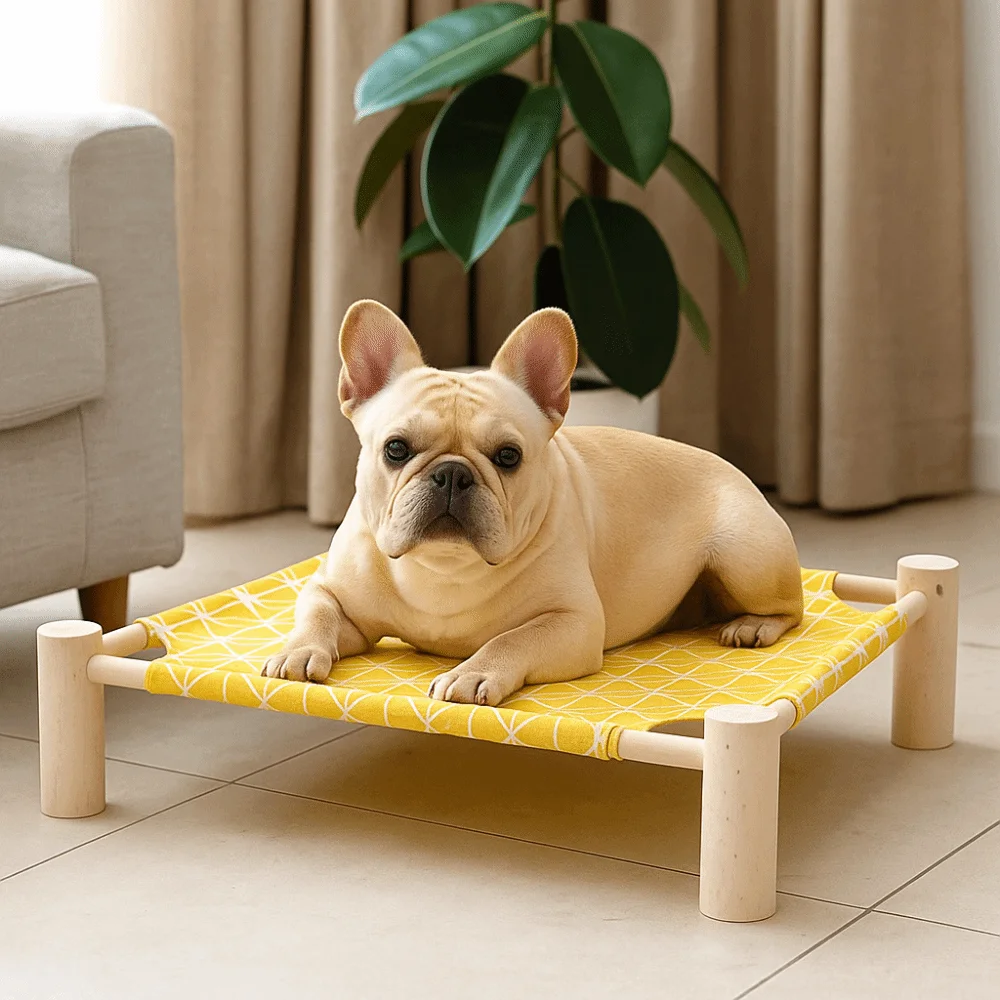 

Lazy Mat Detachable Swing Bed Wooden Frame Portable Camp Bed Replacement Comfortable Pet Hammock Indoor Use