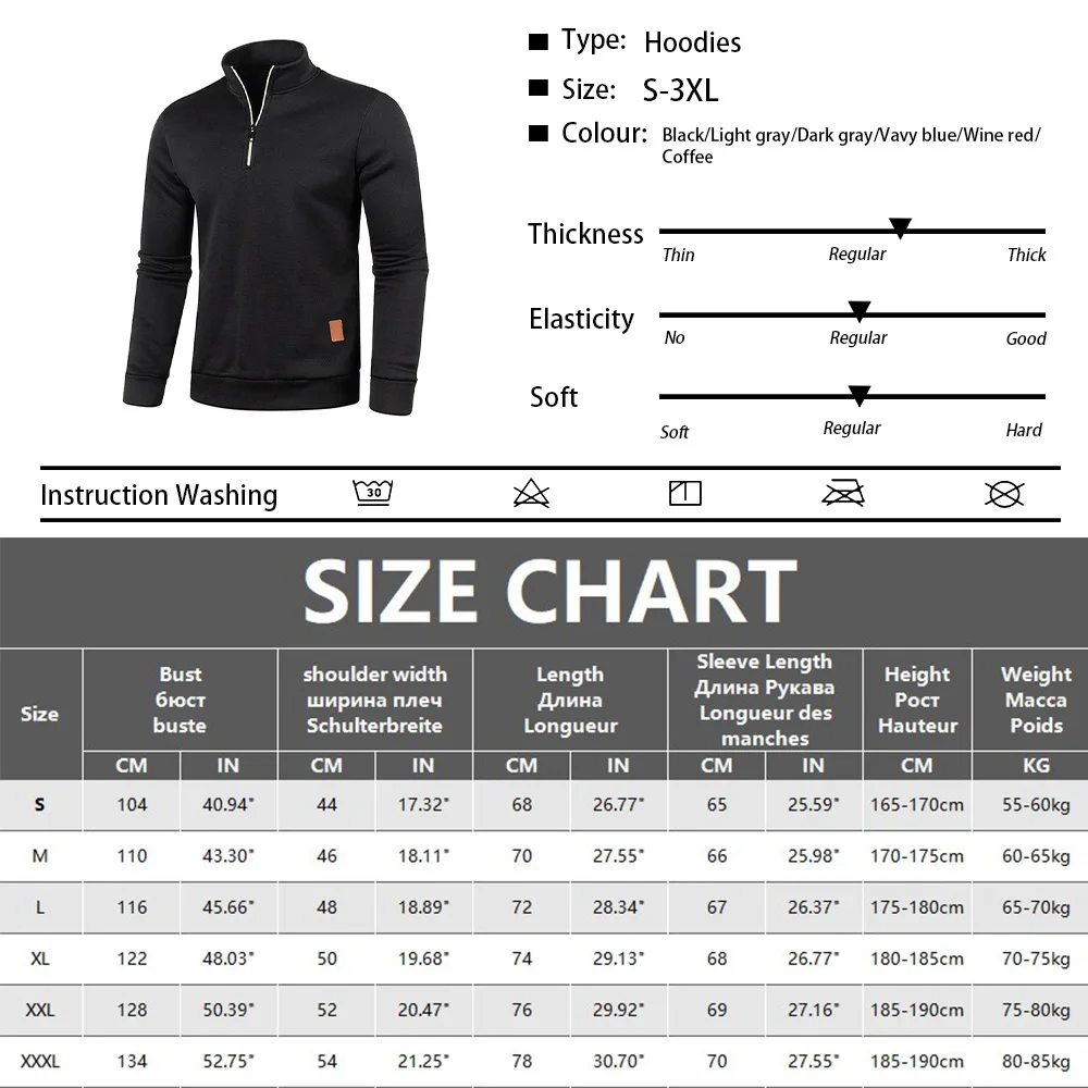 Men Sweatshirts Spring Thicker Pullover Half Zipper Pullover for Male Hoody Outdoor Sweatshir Autumn Solid Color Turtleneck Swea