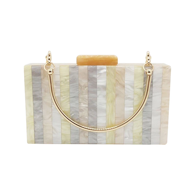 Luxury Handbag Vertical Striped Messenger Bags Brand Women\'s Wallet Multicolor Acrylic Evening Bag Party Prom Chain Clutch Purse