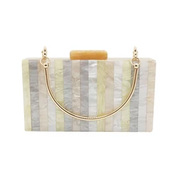 Luxury Handbag Vertical Striped Messenger Bags Brand Women's Wallet Multicolor Acrylic Evening Bag Party Prom Chain Clutch Purse