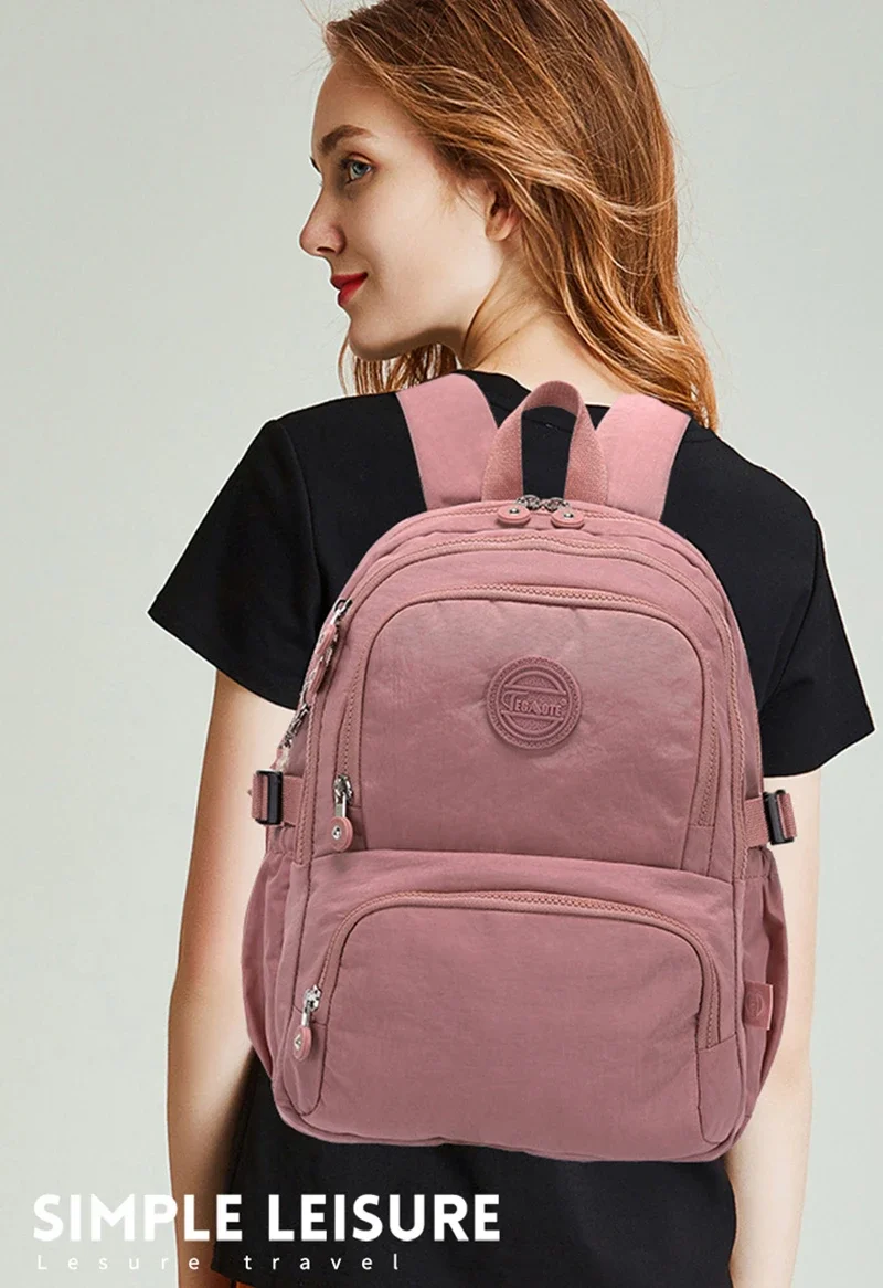 A4 Large Capacity Nylon Laptop Women Men Backpack School Bag for Girl Boy Lightweight Travel Bag Blue Green Black Red Pink M2302