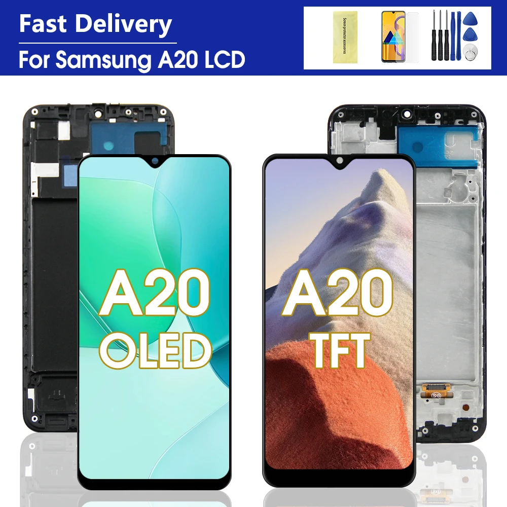 OLED/TFT Für Samsung A20 A205 SM-A205F/DS L A205G A205W A205U LCD Display Touchscreen Digitizer montage für Samsung A205F