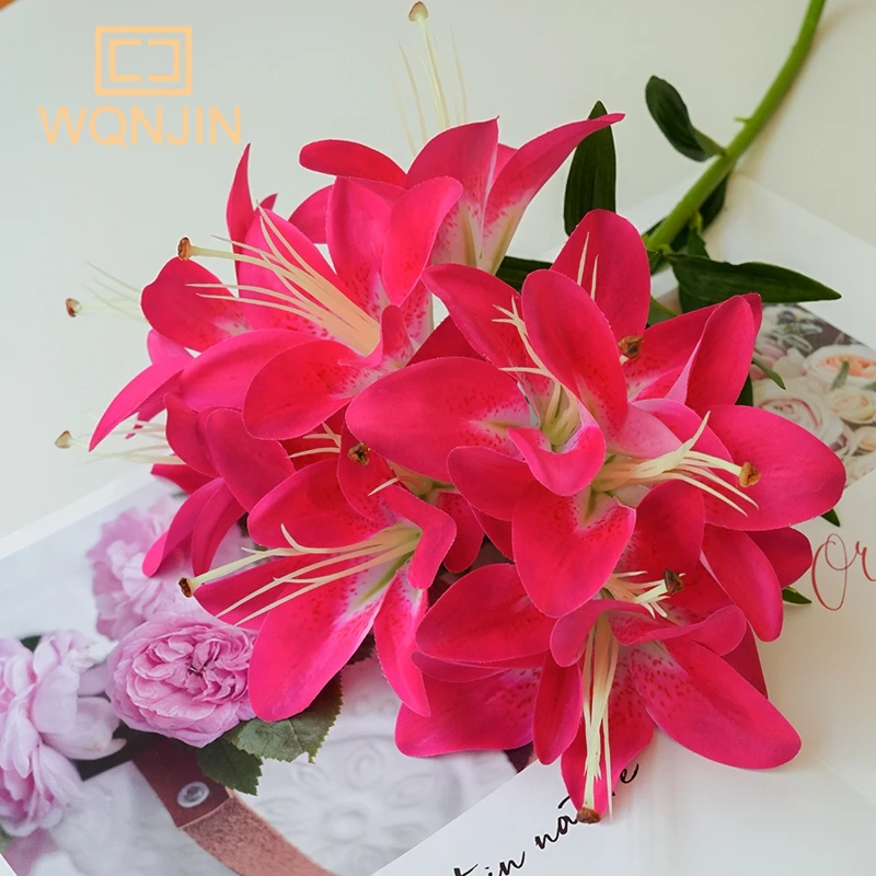 1 Stück, simulierte Seide 10 Köpfe lange Lilie, Heim hochzeits bühnen dekoration, Blumen arrangement, passende Materialien, Fotografie Requisiten – Detail 11