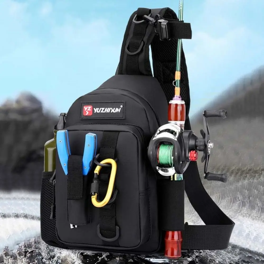 

Rod Holders Fishing Chest Bag Waterproof Crossbody Lure Fishing Bags Bait Storage Fanny Pack Fishing Tackle Pack Hiking Camping