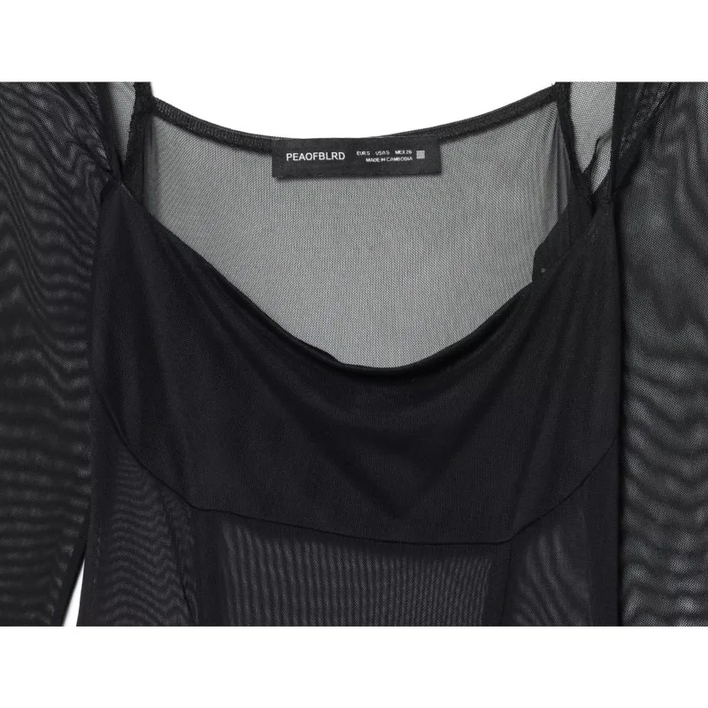 Printemps automne femmes robe fluide combinée décontracté élégant mince drapé femmes longue robe semi-transparente mode femme robe de soirée