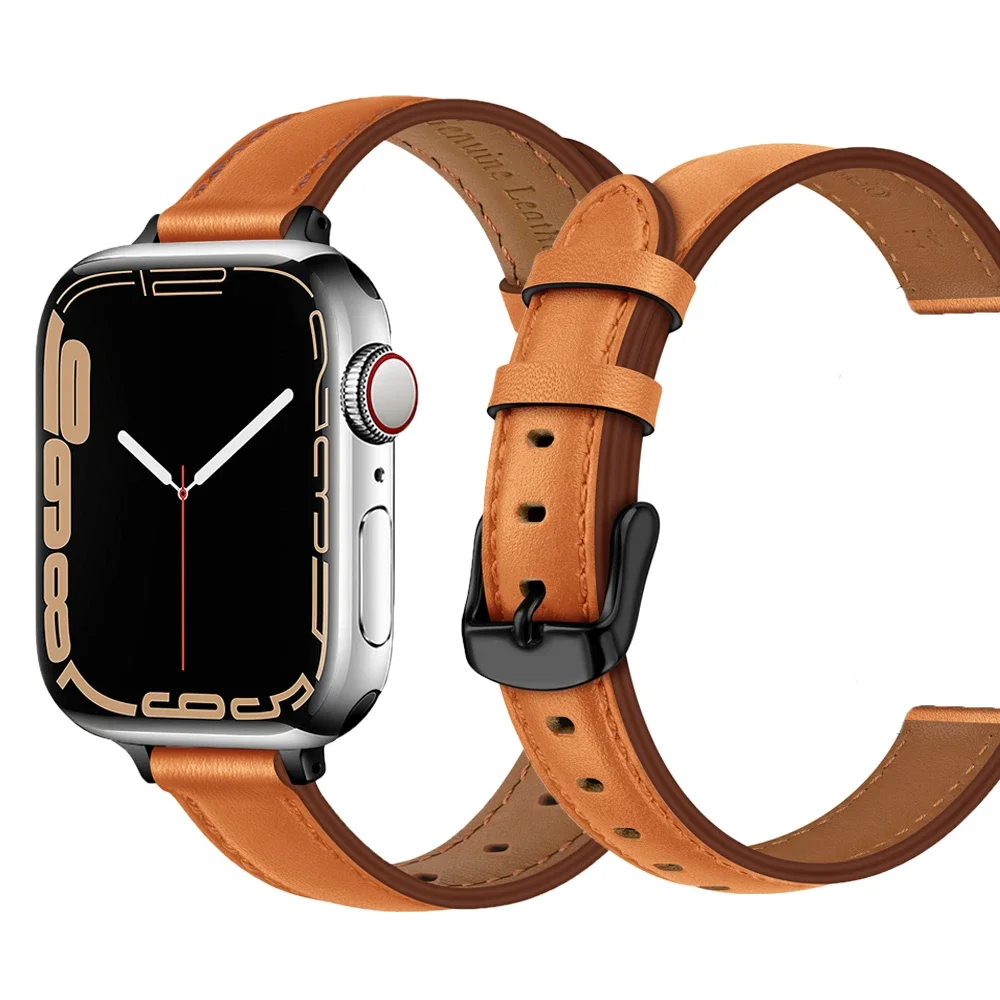 

Кожаный ремешок для Apple Watch Band 38/40/41 мм 42/44/45 мм, браслет для iWatch 8 7 3 4 5 6 SE 49 мм, аксессуары для умных часов