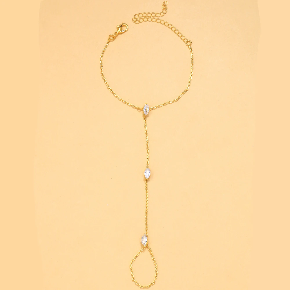 2025 Party Bohemia Rhombus Crystal Bracelet Hand Jewelry for Women Simple Thin Chain Finger Bracelet Jewelry Accessories Gift image 3