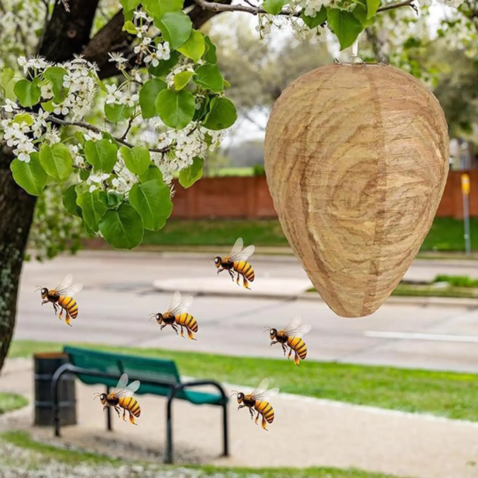 Fake Wasp Nest 6 Pieces Realistic Suspended Paper Fake Hornets Nest For Park Garden Porch Under Eaves Barn Garage Yard Orchard