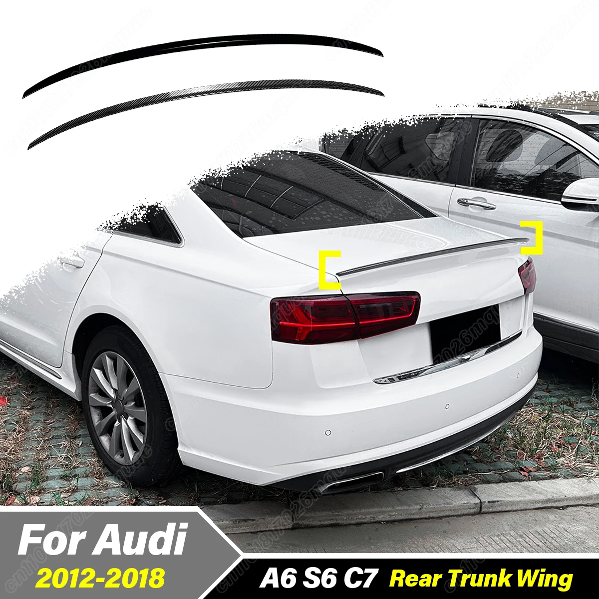 

For Audi A6 S6 C7 2012 2013 2014 2015 2016 2017 2018 S Style Automobile Rear Trunk Spoiler Wing Exterior Decoration Accessories