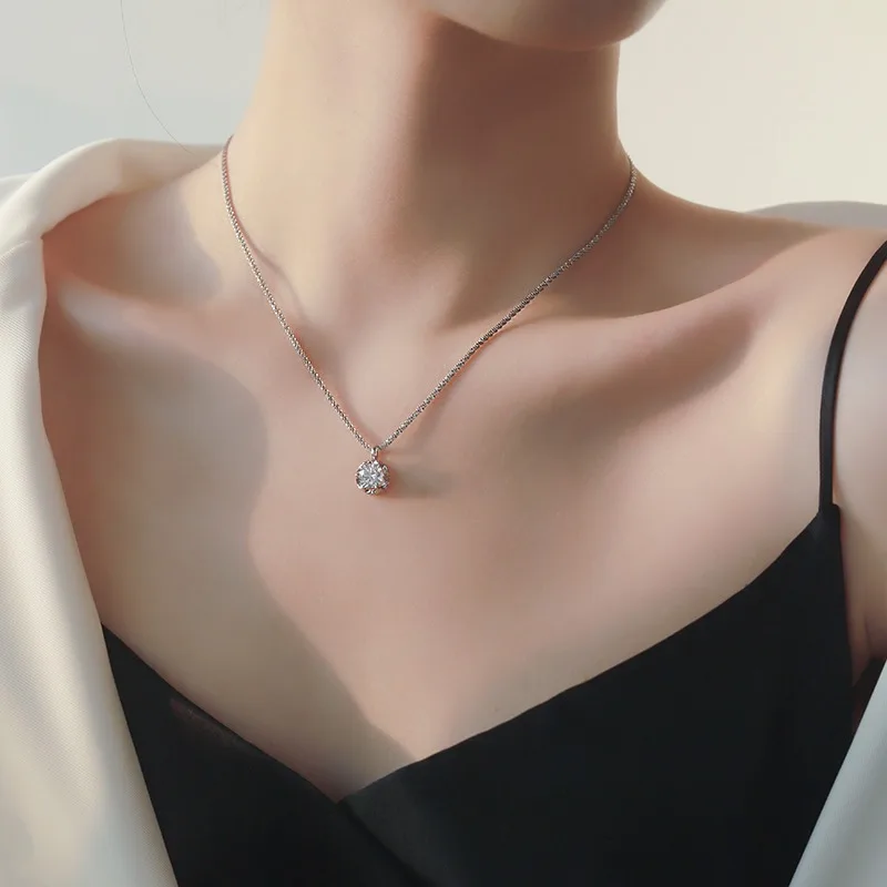 1CT 2CT Moissanite Necklace Pendent GRA Certified Dainty s925 Sterling Silver 18k Classic Necklaces for Women
