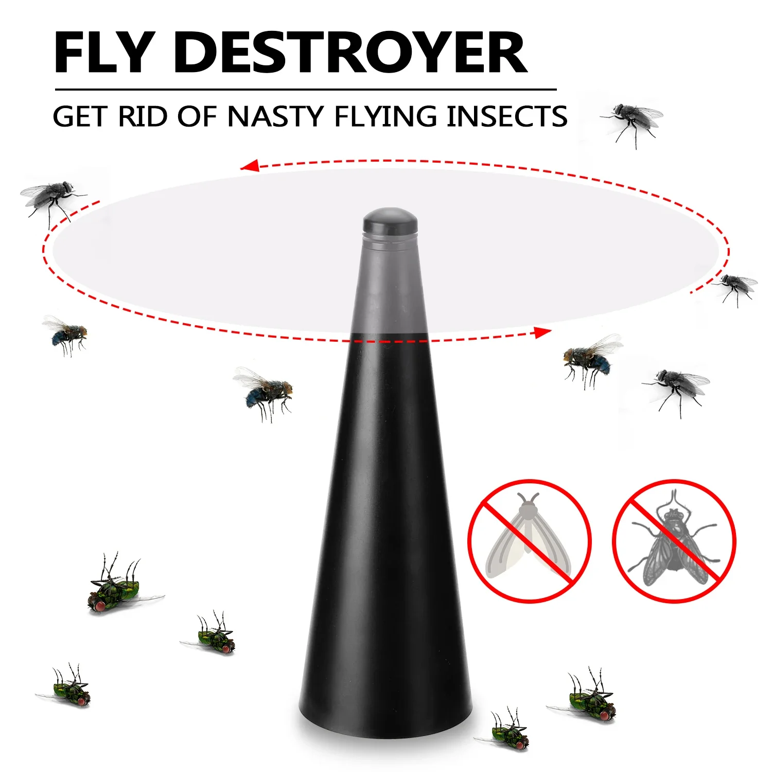Fliegenventilatoren für Tische, Insektenventilatoren mit holografischen Flügeln, hält Fliegen weg vom Picknick, Grillen, Restaurant, Party, drinnen und draußen – Detail 1