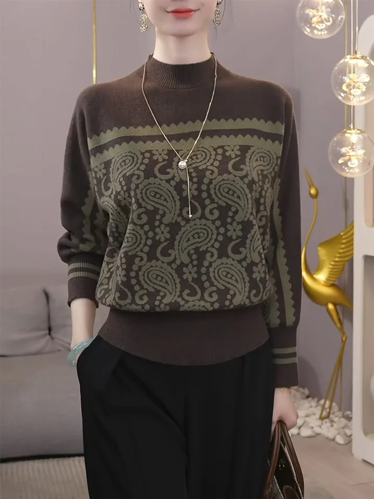 

Faionable Retro Embroidered Base irt Women's plus Size Top Slimming Korean Sle Long Sve Camere Warm Thermal