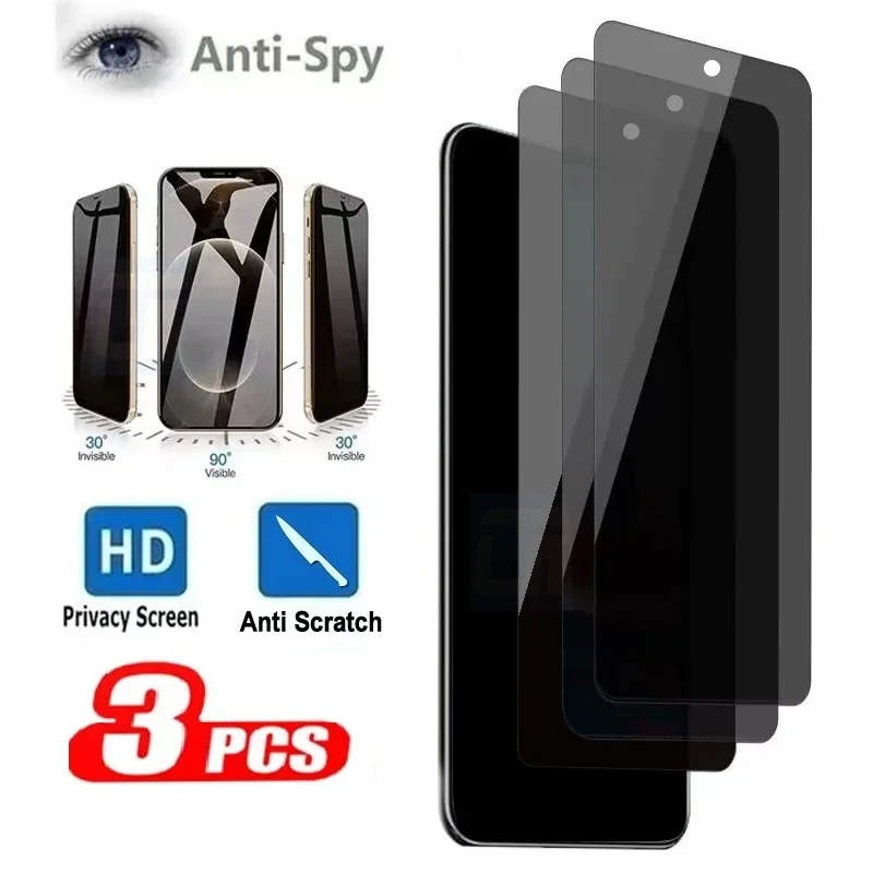 3Pcs Privacy Tempered Glass For OPPO Realme C25 C11 C20 C51 C21Y C25Y C35 C30 C30S C31 C33 X2 Anit-Spy Screen Protector