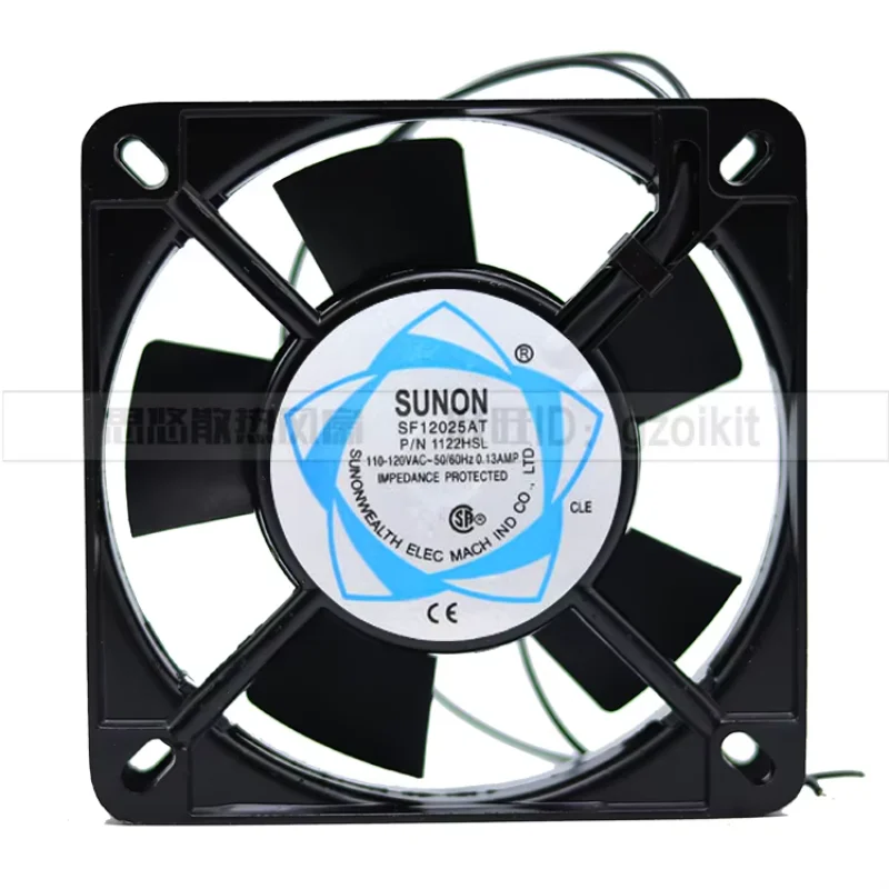 SUNON SF12025AT P/N1122HSL AC 110V 0.13AMP 120x120x25mm 2-Wire Server Cooling Fan