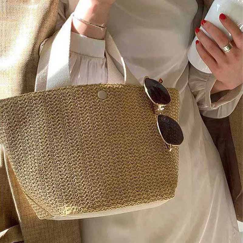 New retro casual boho style pastoral handmade woven bag 2025 summer fashion beach large capacity women's natural fiber tote bag