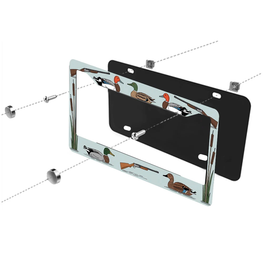 1 قطعة الرجعية اللون الأزرق بطة الصيد نمط 2 حفرة إطار لوحة الرخصة مادة الألومنيوم 6x12 بوصة مع المسمار سيارة الديكور