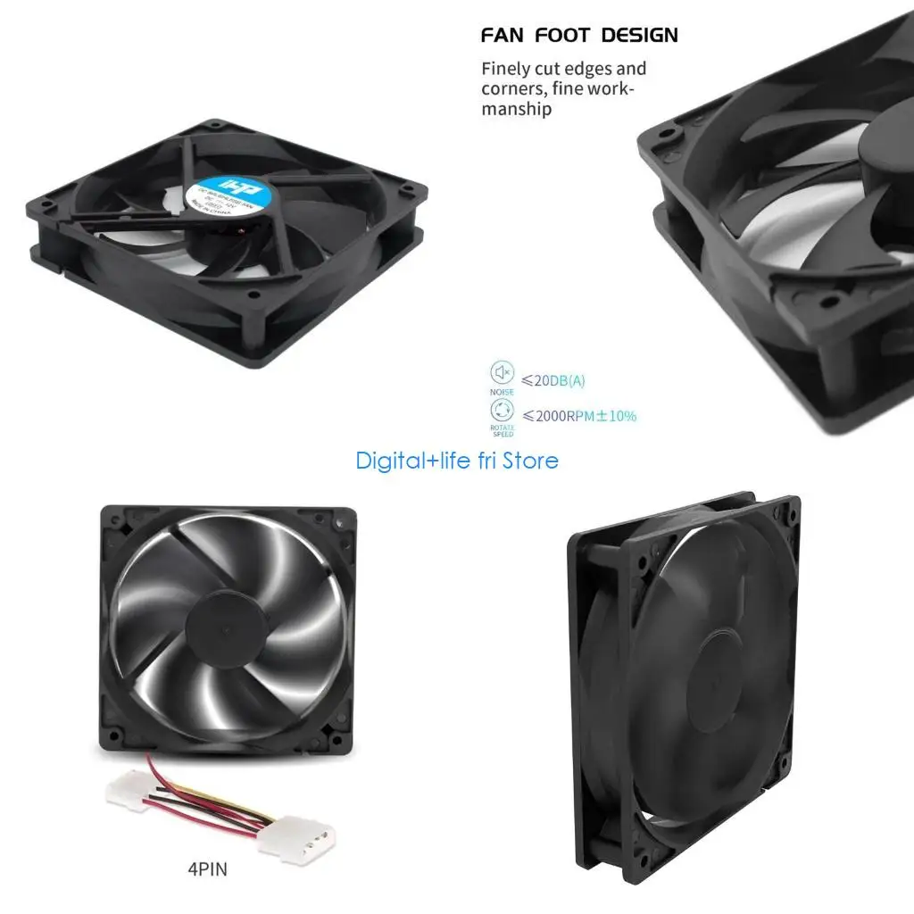 E06D 120mm 12025 Computer Case for Desktops Quiet CPU Cooling Fan 120x120x25m