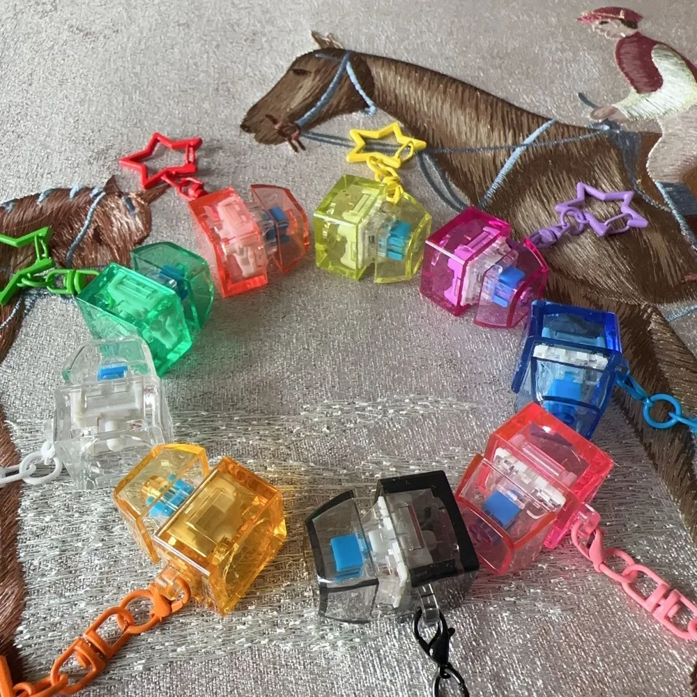 Relaxing DIY Keyboard Fidget Keychain With Light Keys Button Finger Keyboard Caps Pass The Time Keycap Pinch Toy