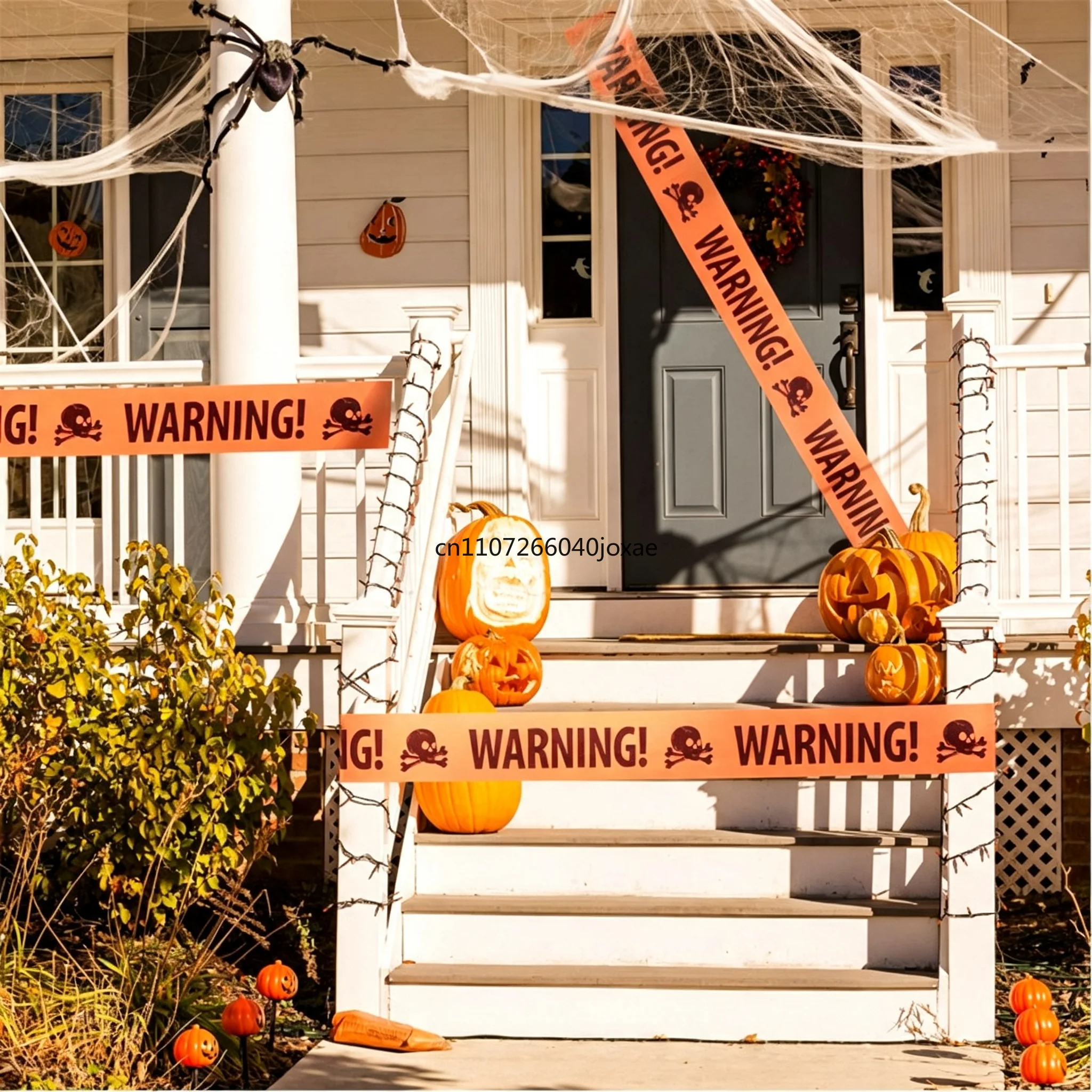 Halloween Danger Tape Yellow Red Barricade Line with Bold Caution Lettering for Horror Party Haunted House Scary Scene Decor