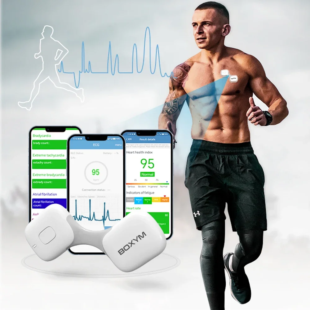 Charge 24 Hour Heart Rate ECG EKG Monitor Bluetooth Holter ECG Monitor Data Analysis Report,Intelligent Analysis 10PCS Paster