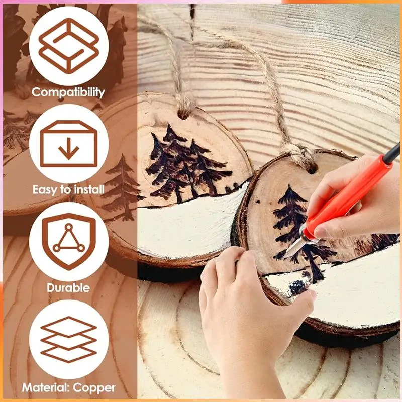 

A93Z Wood Burning Tip Set, 26 Letters Wood Burning Tip Kit Copper Letter Number Soldering Iron Stencils US Plug