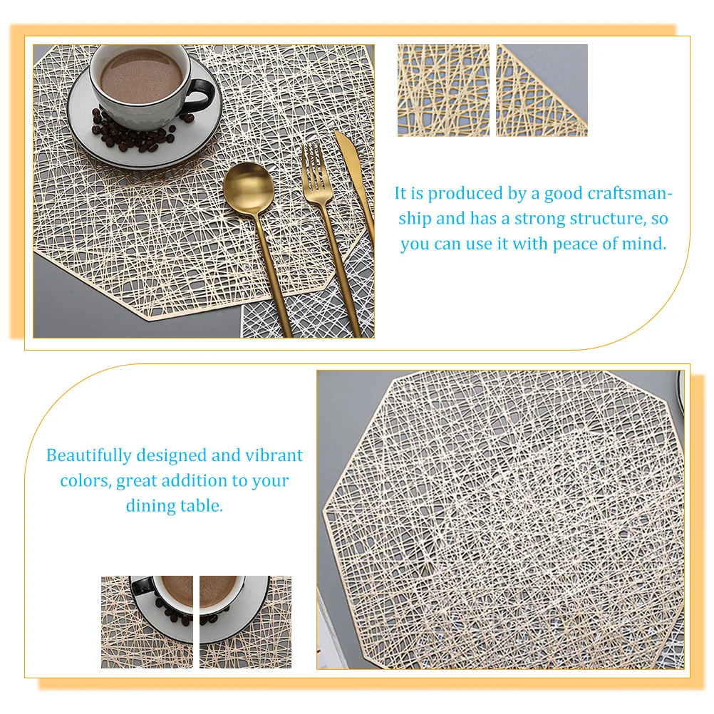

2Pcs Heat Resistant Table Mats Octagon Placemat Hollowed Design Dining Table Accessories Kitchen Decoration Reusable